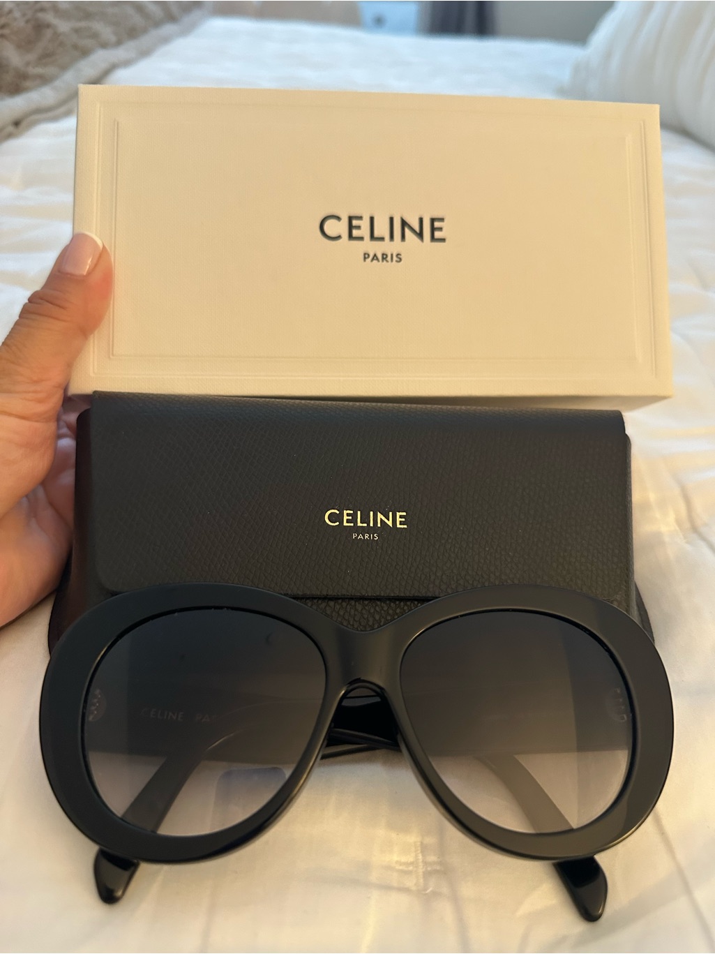 Celine Black Oversized Round Frame Gradient Sunglasses.